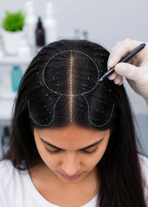 Dandruff affected areas